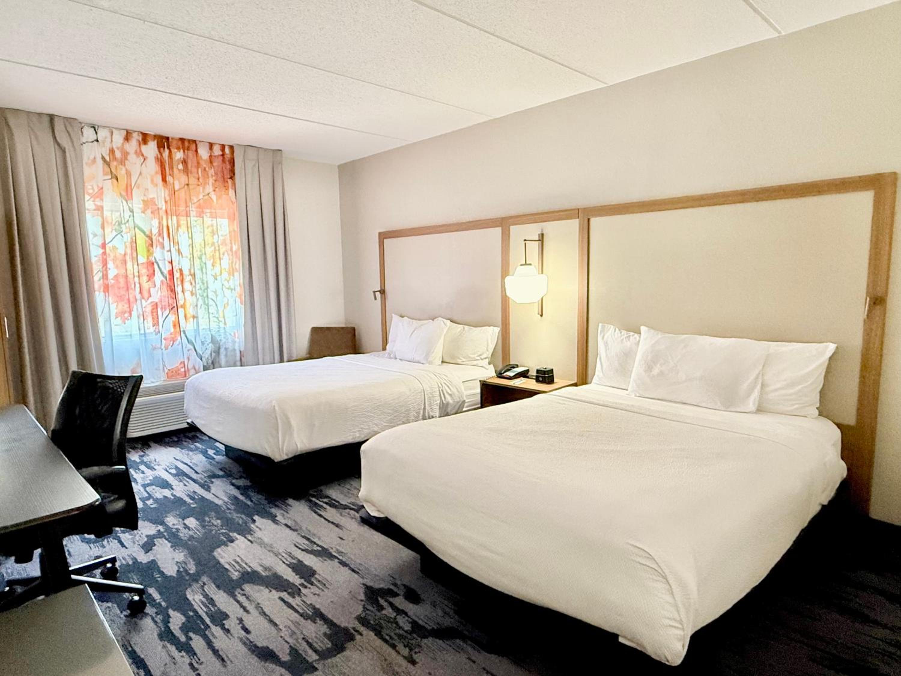 Double Room with Two Double Beds and Roll-in Shower - Mobility Accessible