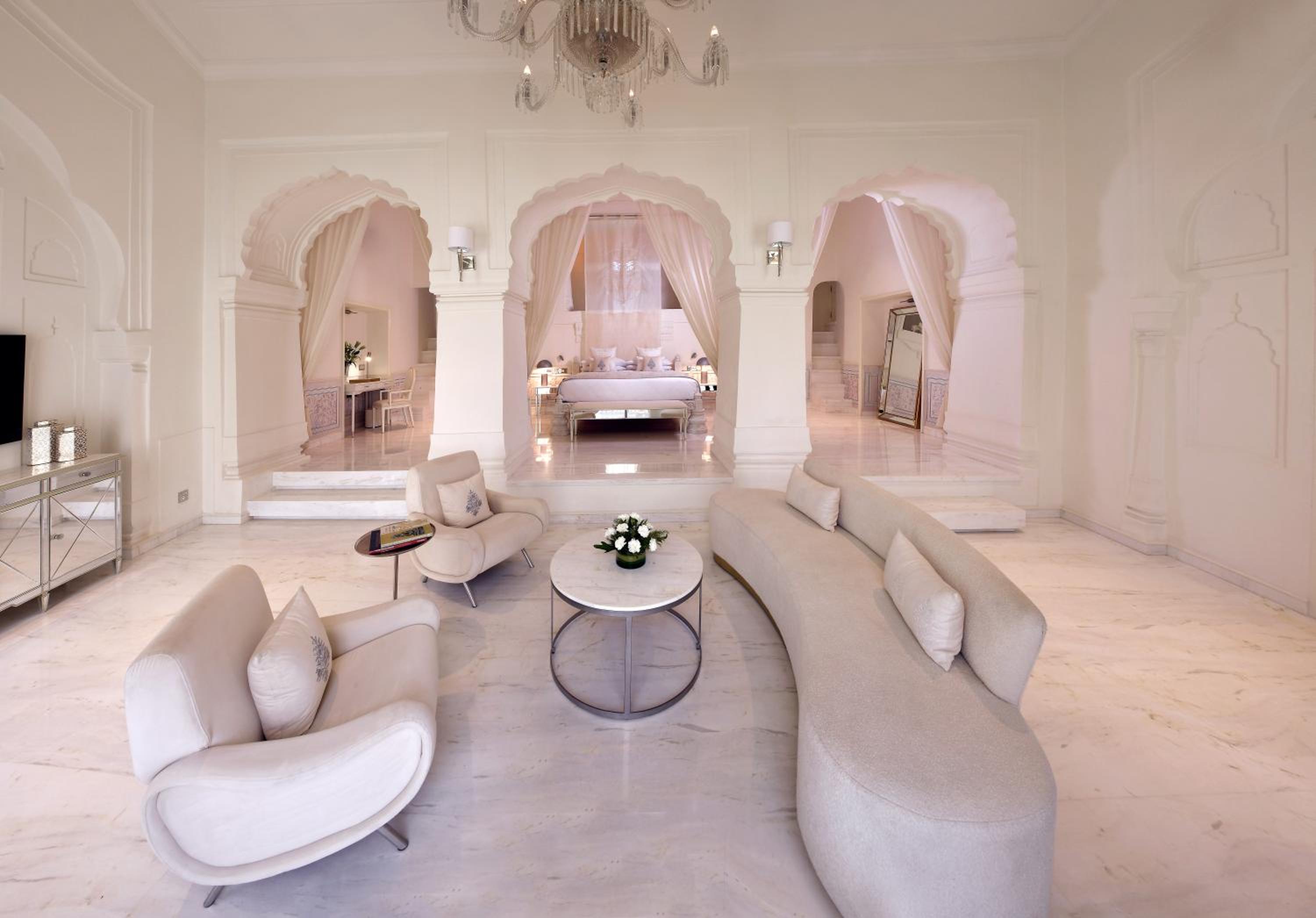 Luxury Suite - The Maharajah and Maharani Retreat: Indulge in royal hospitality with a personal butler, wellness session, private breakfast, candlelight dinner, aromatherapy bath, photoshoot, cake ,cocktails, transfers, and 15% off on spa indulgences.