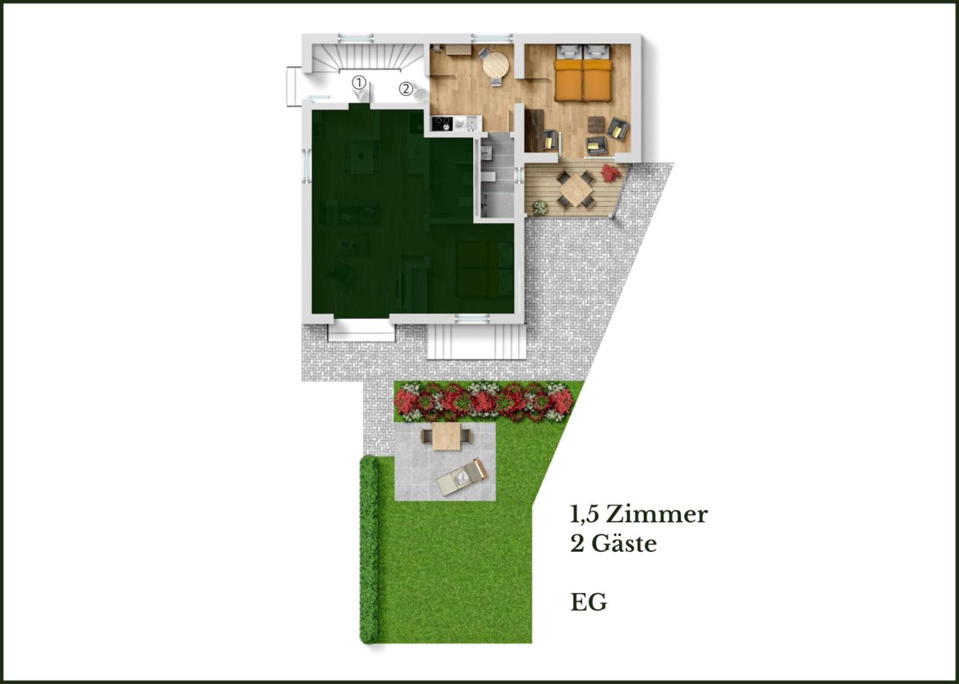 Suite 2 im EG mit Balkon