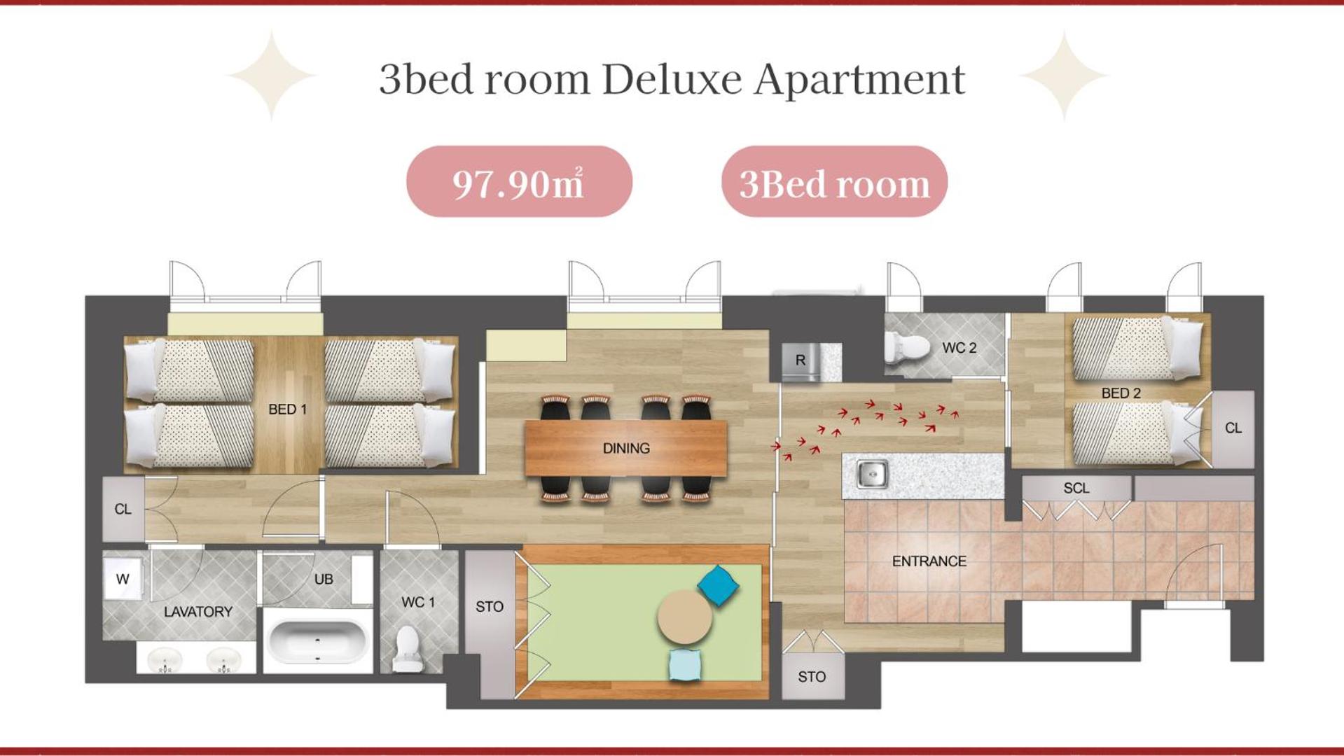 Three-Bedroom Deluxe Apartment