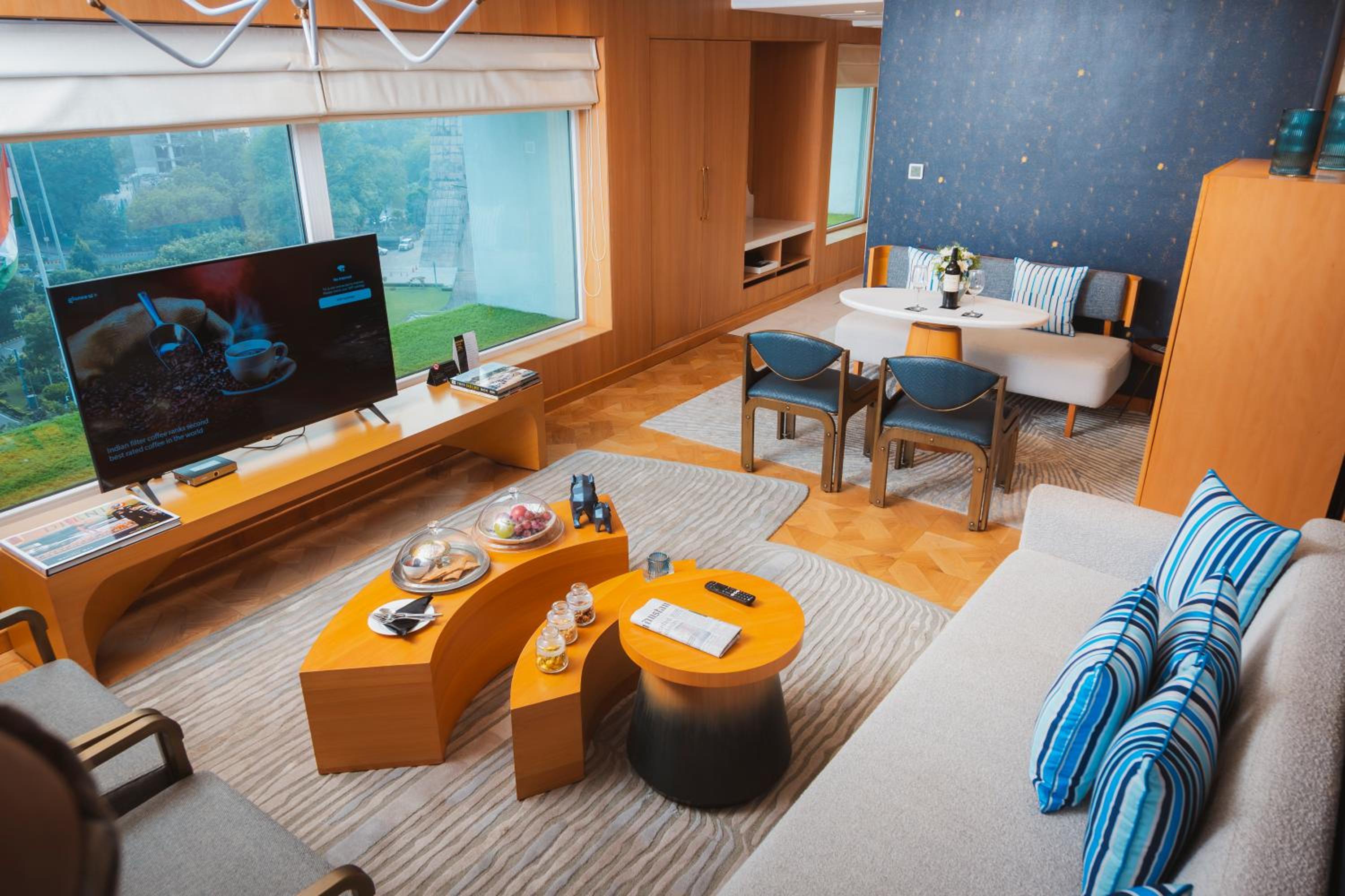 One-Bedroom Suite with 15% off Spa and Salon services,15% Discount on Food and Soft Beverages , Happy Hours – 11:30 AM to 07:00 PM One-Bedroom Suite with 15% off Spa and Salon services,15% Discount on Food and Soft Beverages , Happy Hours – 11:30 AM to 07:00 PM