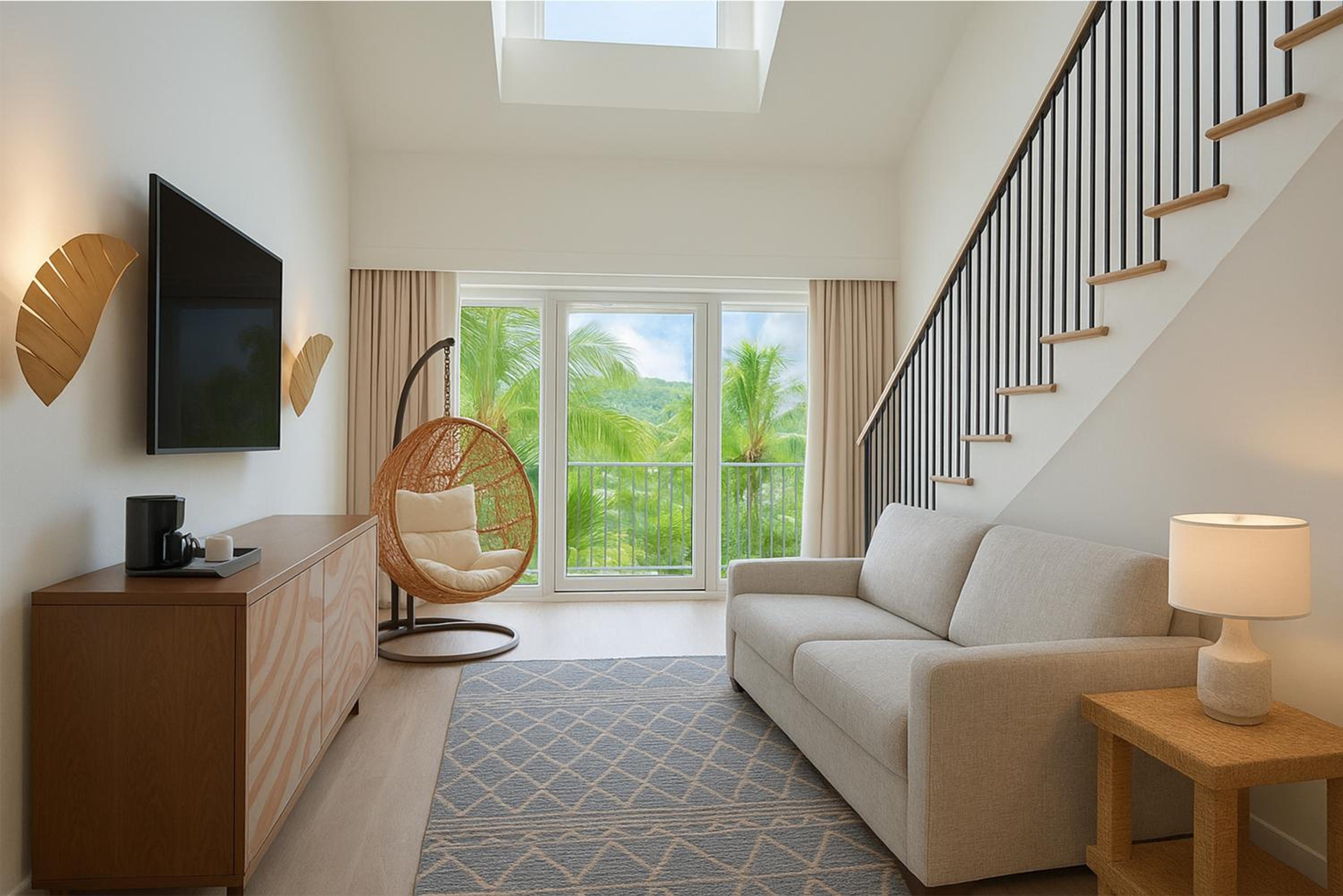 One-Bedroom Bi-level King Suite with Sofa Bed and Garden View