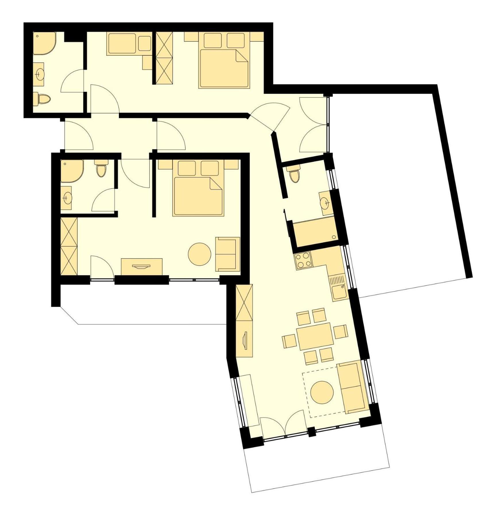 Two-Bedroom Apartment with Balcony and Terrace