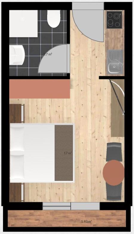 Studio with Balcony