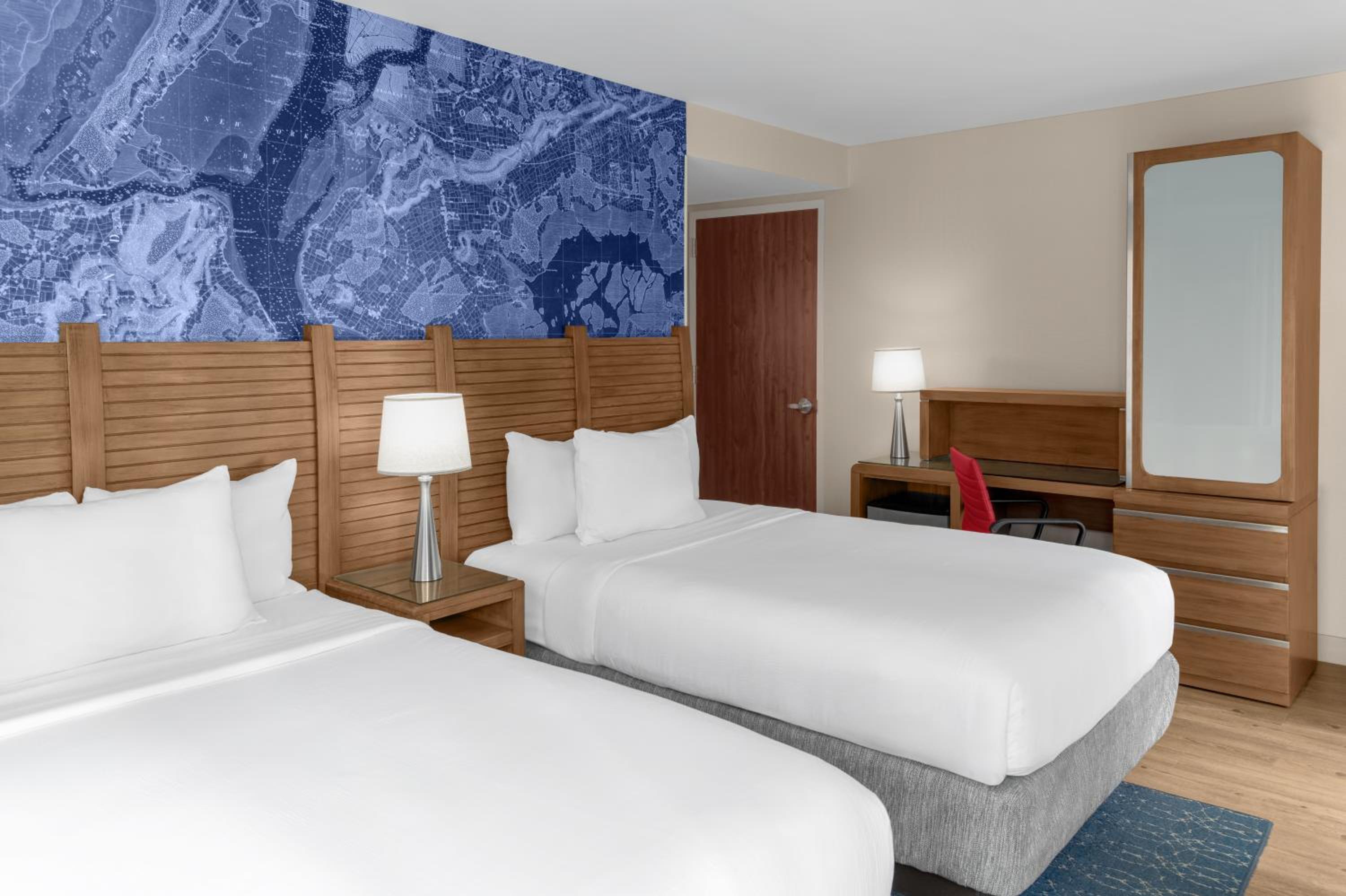 Standard Double Room with Two Double Beds - Mobility and Hearing Accessible with Roll-in Shower