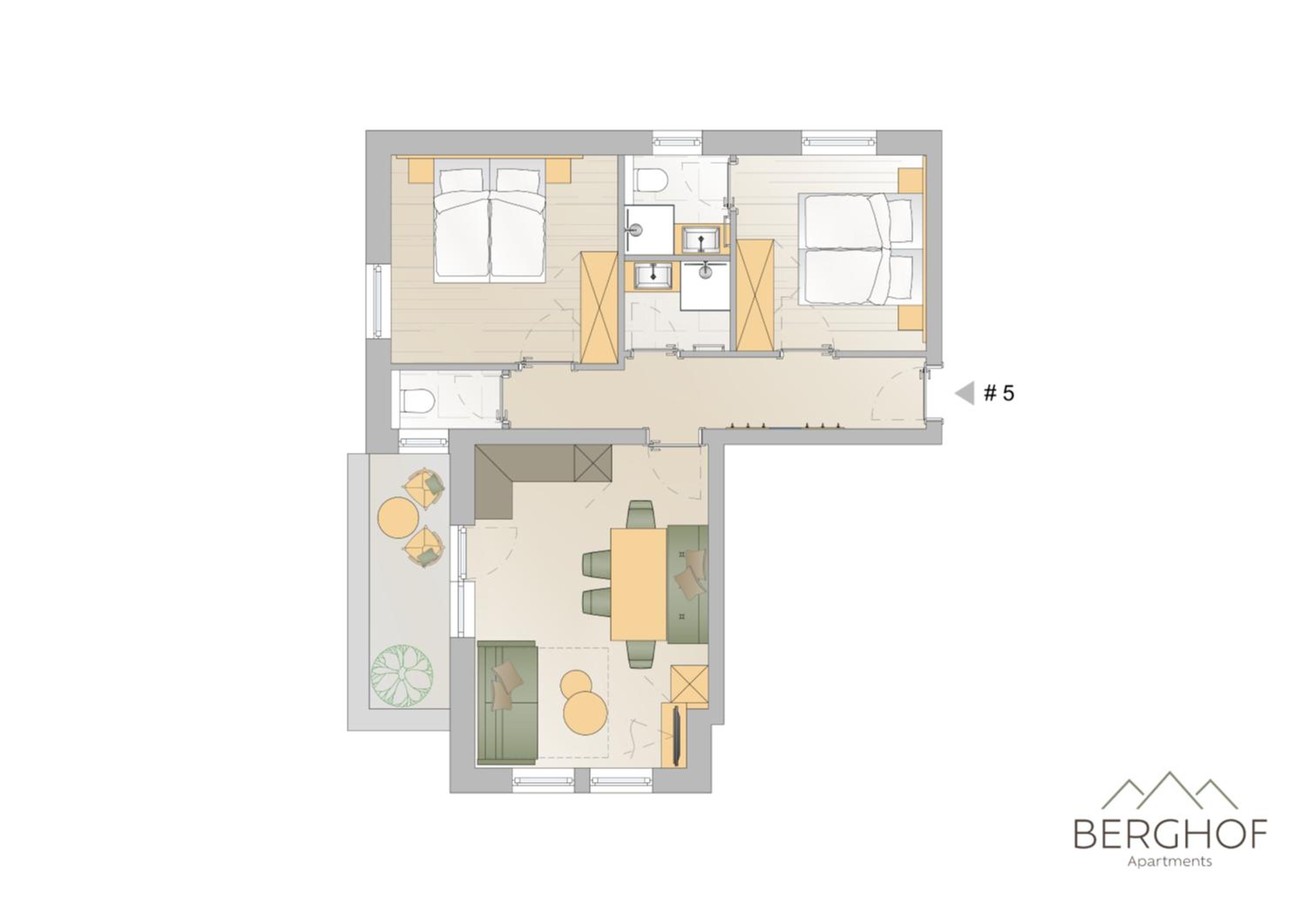Two-Bedroom Apartment with Balcony