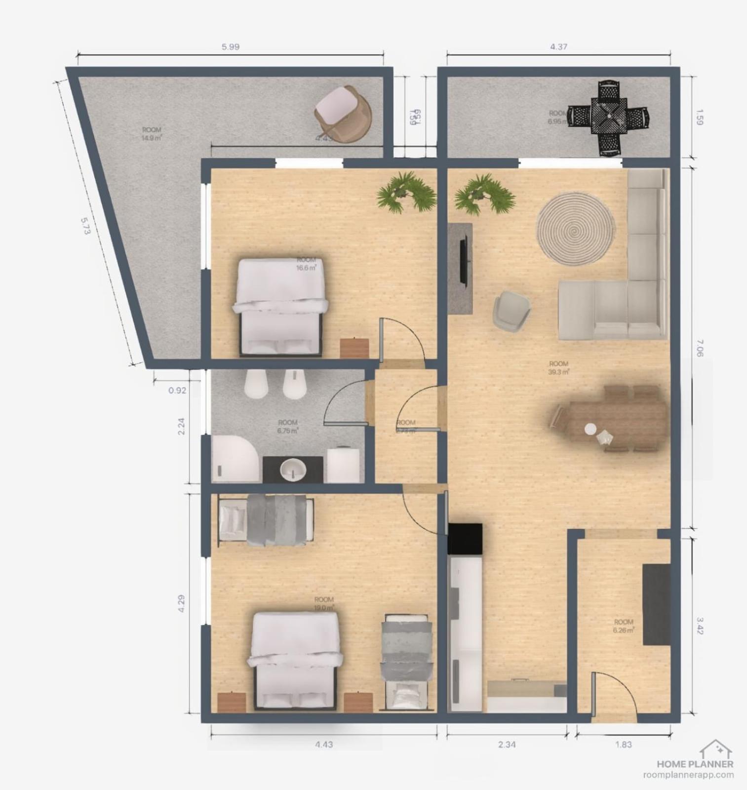 Two-Bedroom Apartment with Terrace and Sea View