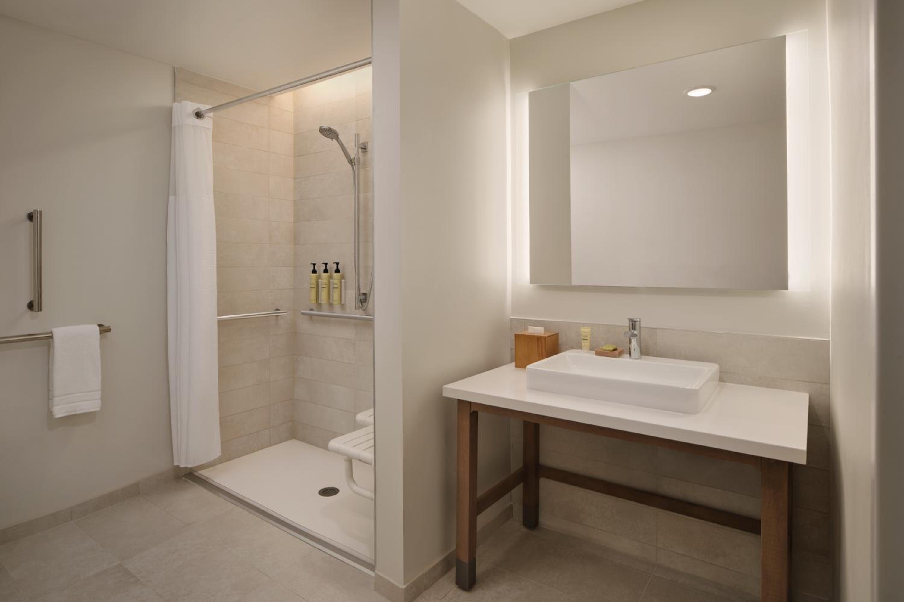 Queen Studio with Sofa Bed - Mobility Accessible with Roll-In Shower