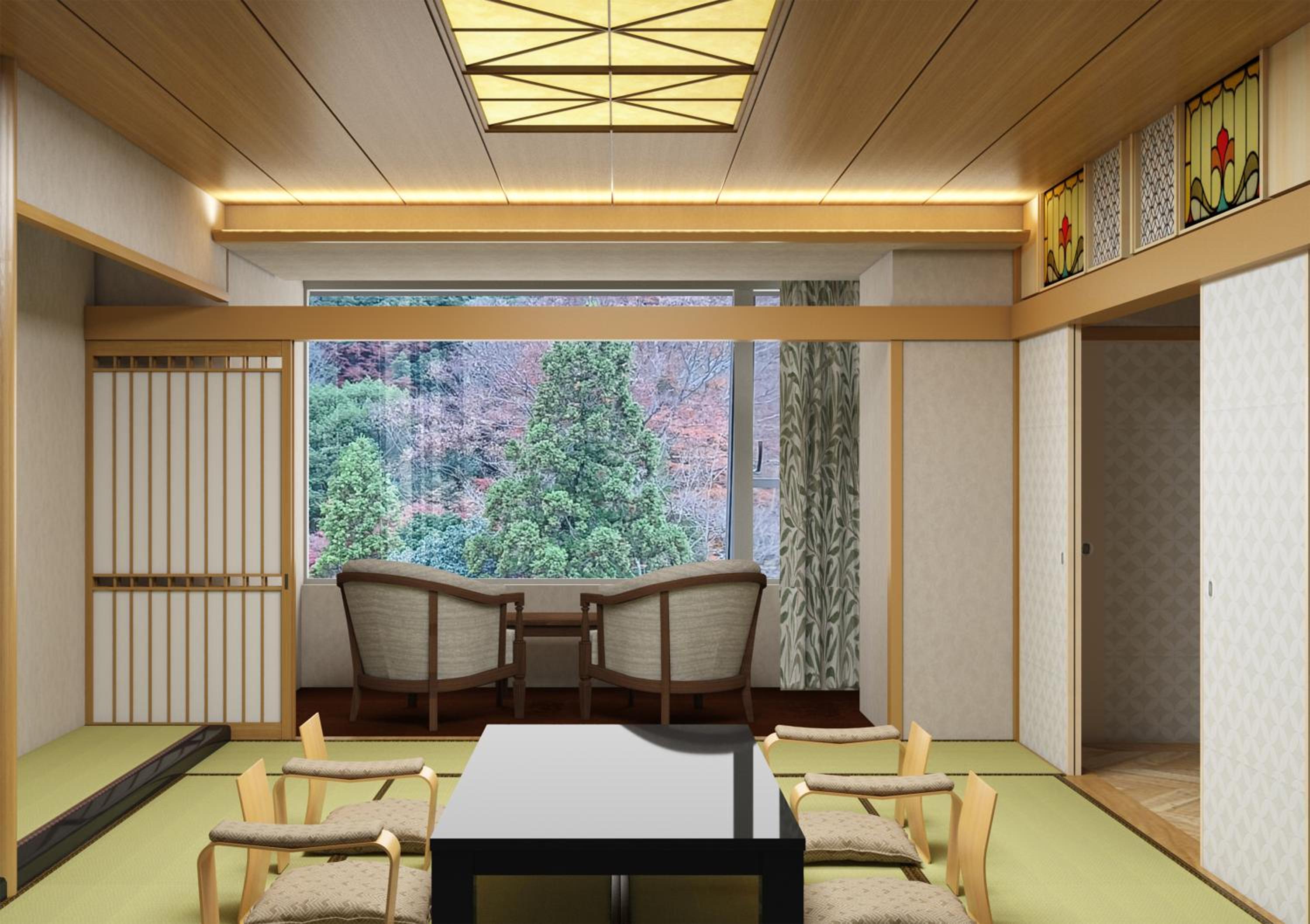 Deluxe Japanese Western Style Room (Retro-Modern) with Private Bathroom - Meals service in room photo 2