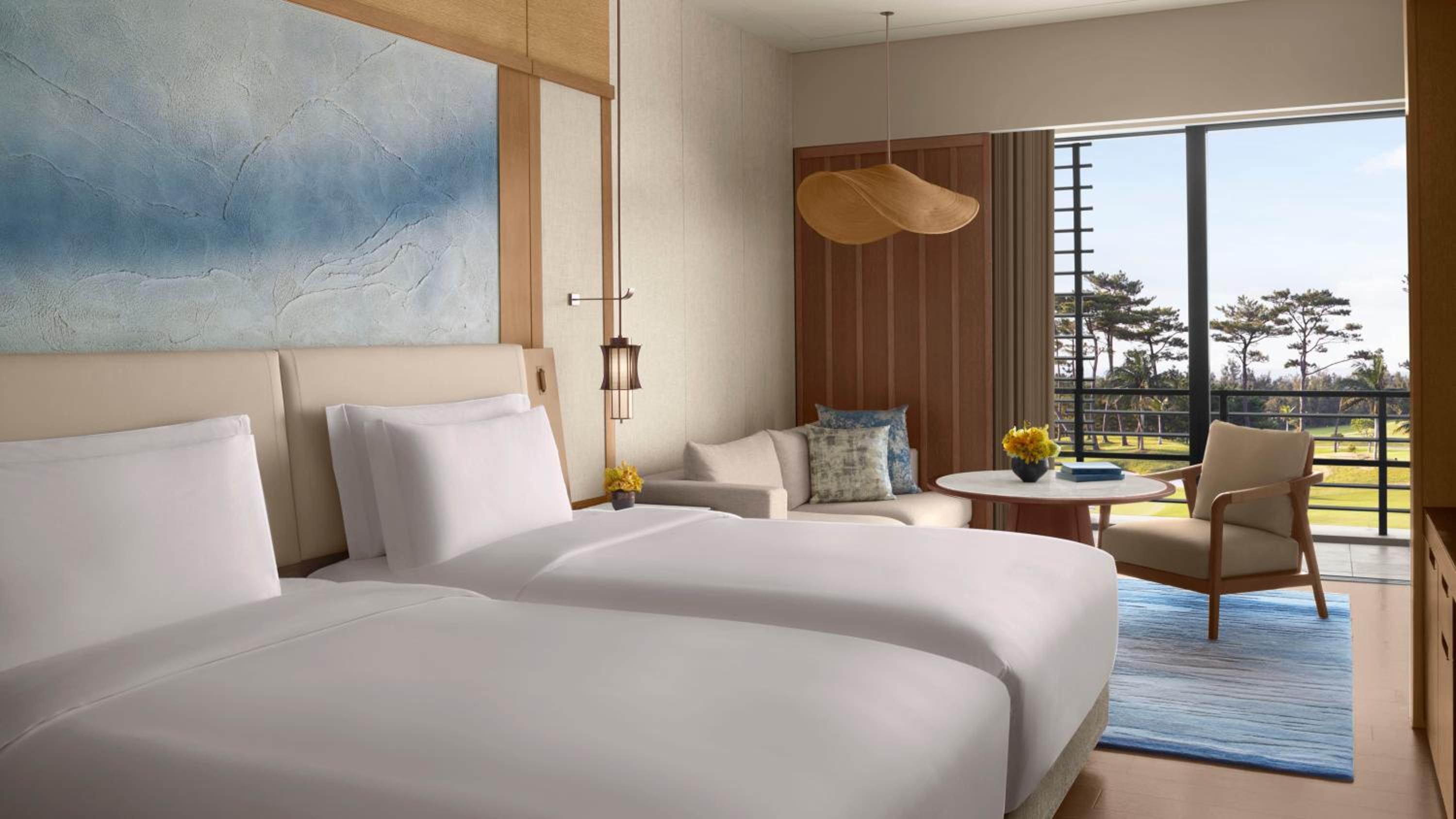 Deluxe Twin Room with Two Double Beds, Balcony and Nature View