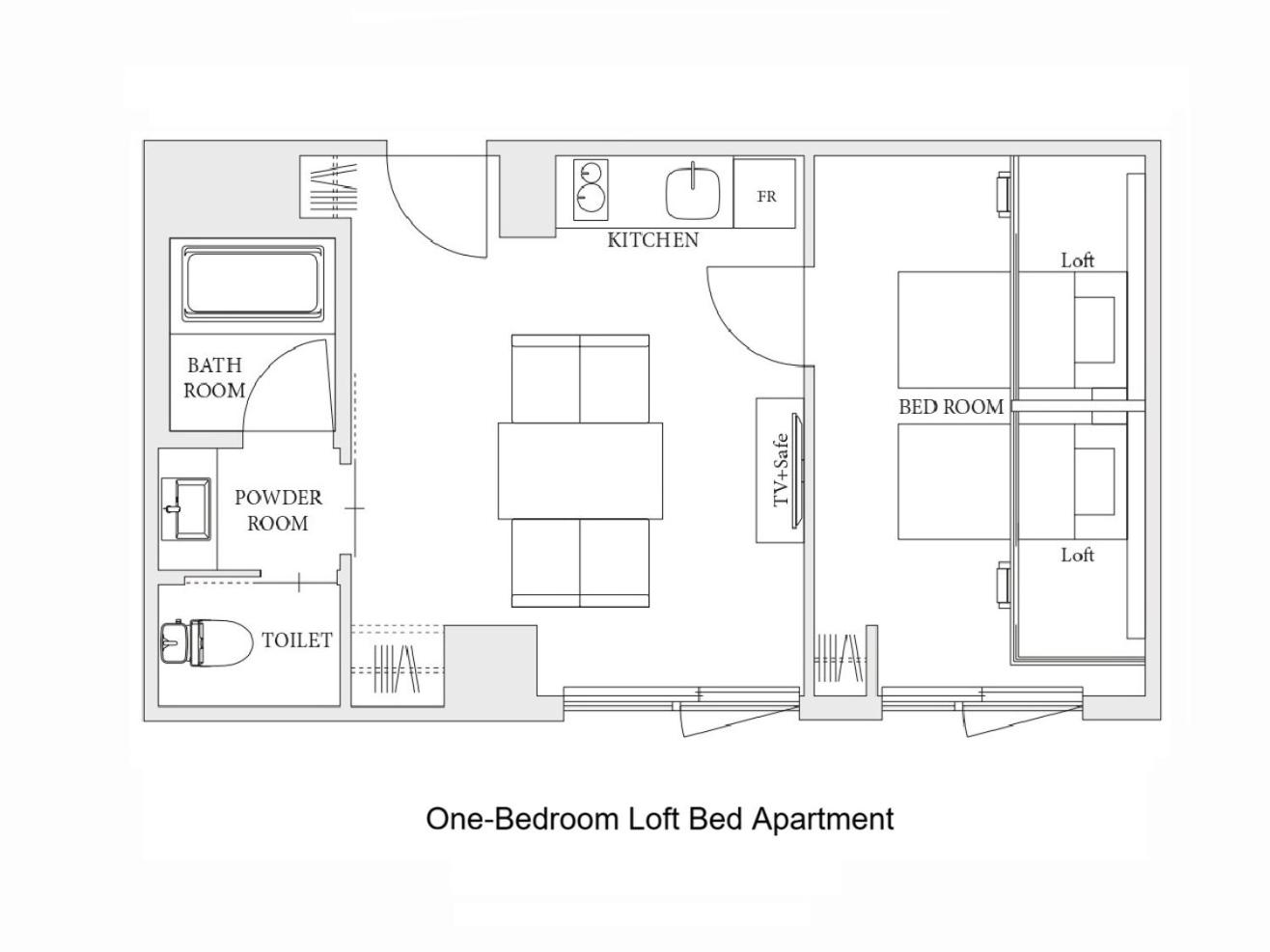 One-Bedroom Loft Bed Apartment thumbnail 6