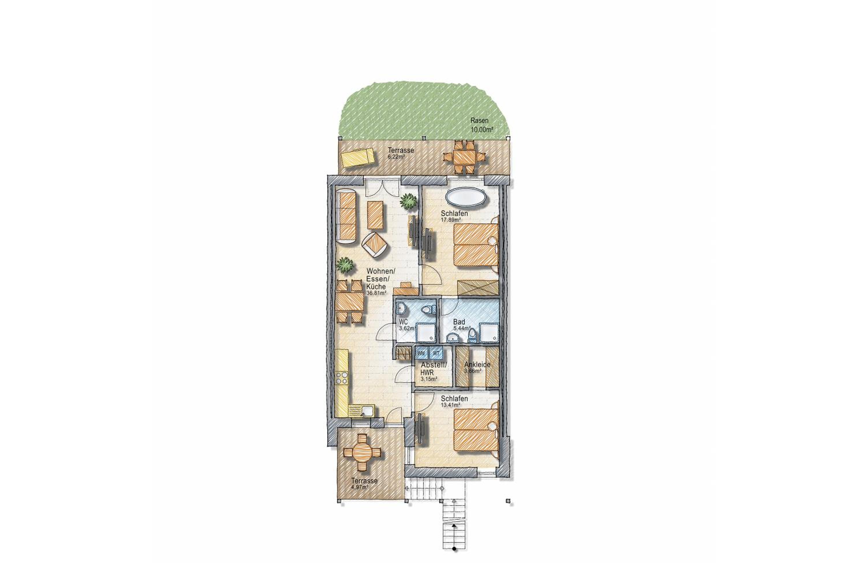 2-Bedroom Apartment mit Meerblick und Badewanne photo 3