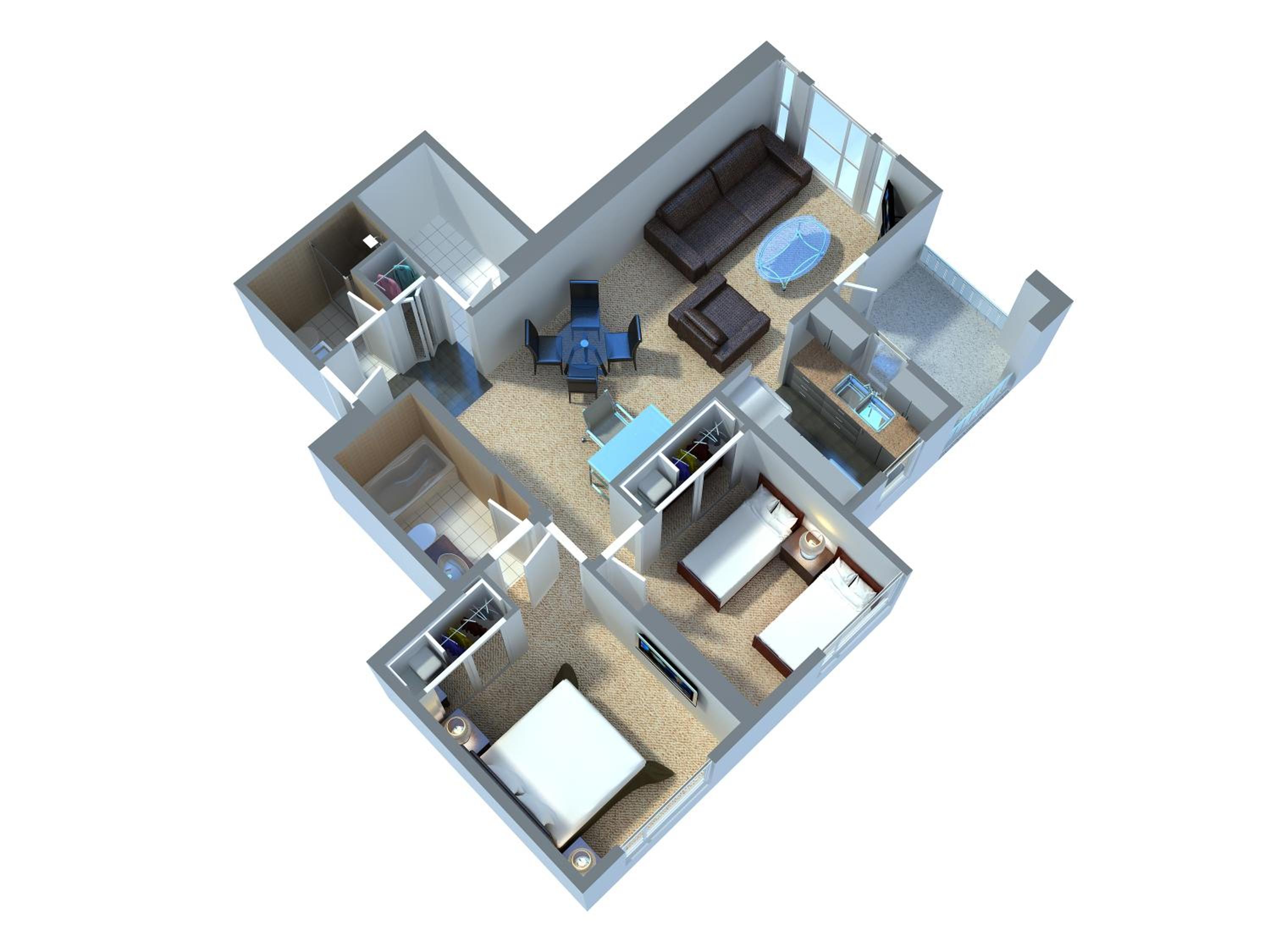 Executive Two-Bedroom Suite with 1 King and 2 Twins thumbnail 6