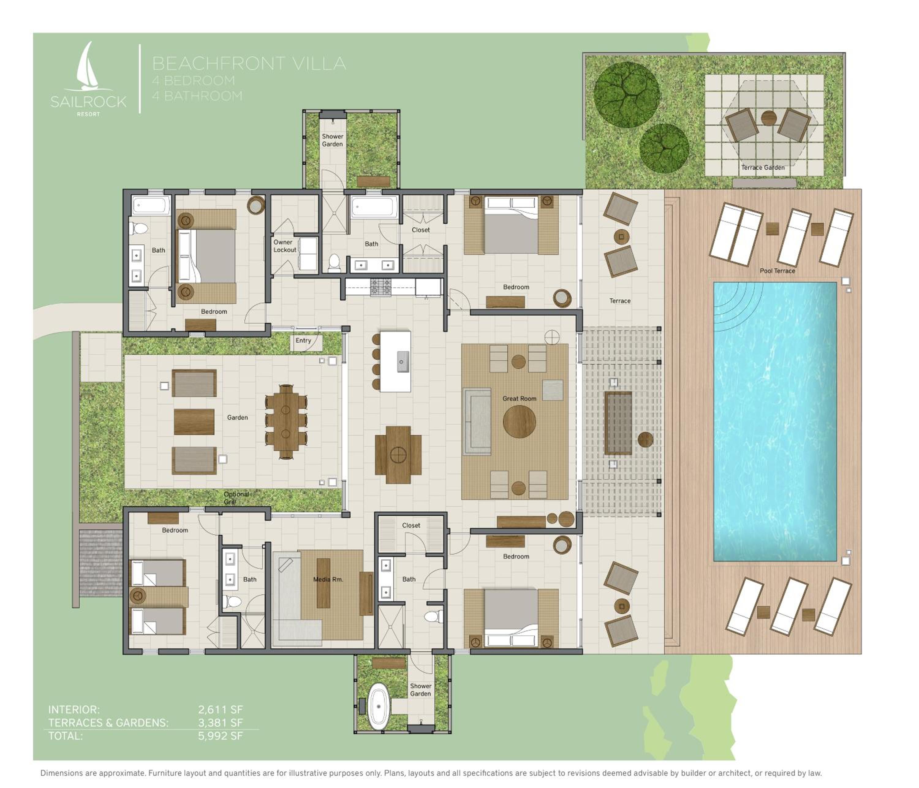 Four Bedroom Beachfront Villa