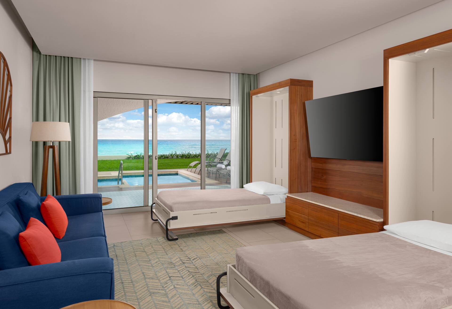 King Suite with Two Murphy Beds and Roll-In Shower - Ocean View