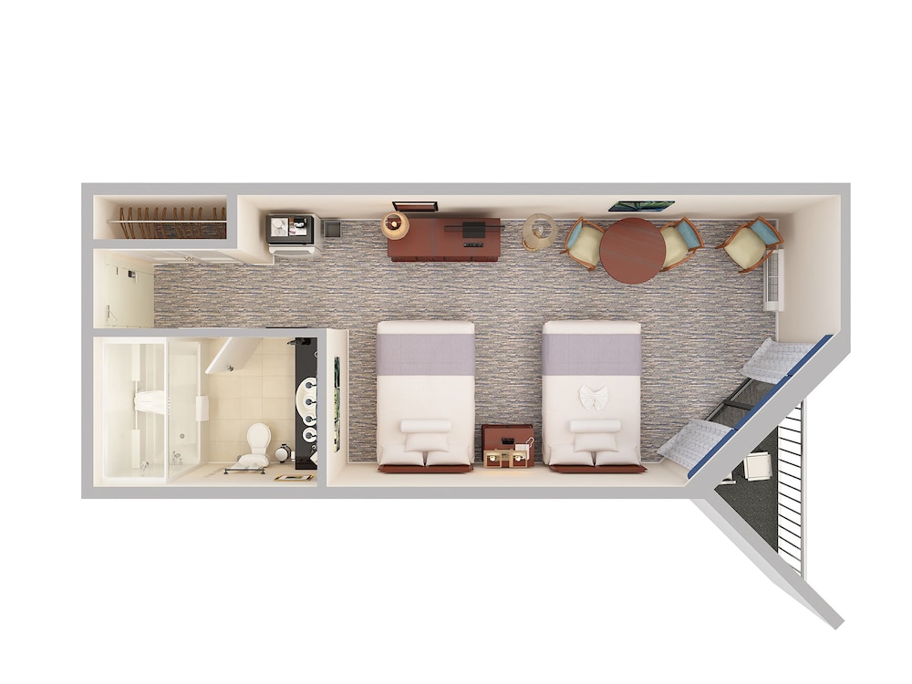 Lowrise Room, Partial Ocean View, 2 Queen Beds with Balcony, Stair Access Only photo 3