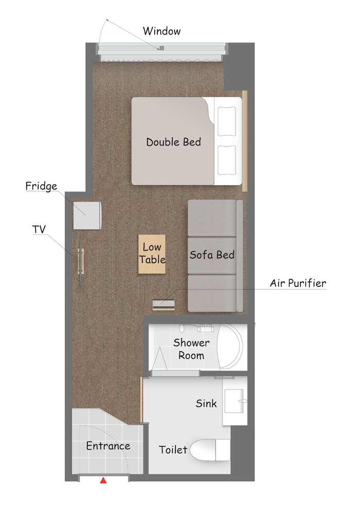 Private Group Room for 1-3 with Shared Shower room, Non Smoking (Double Bed + Sofa)