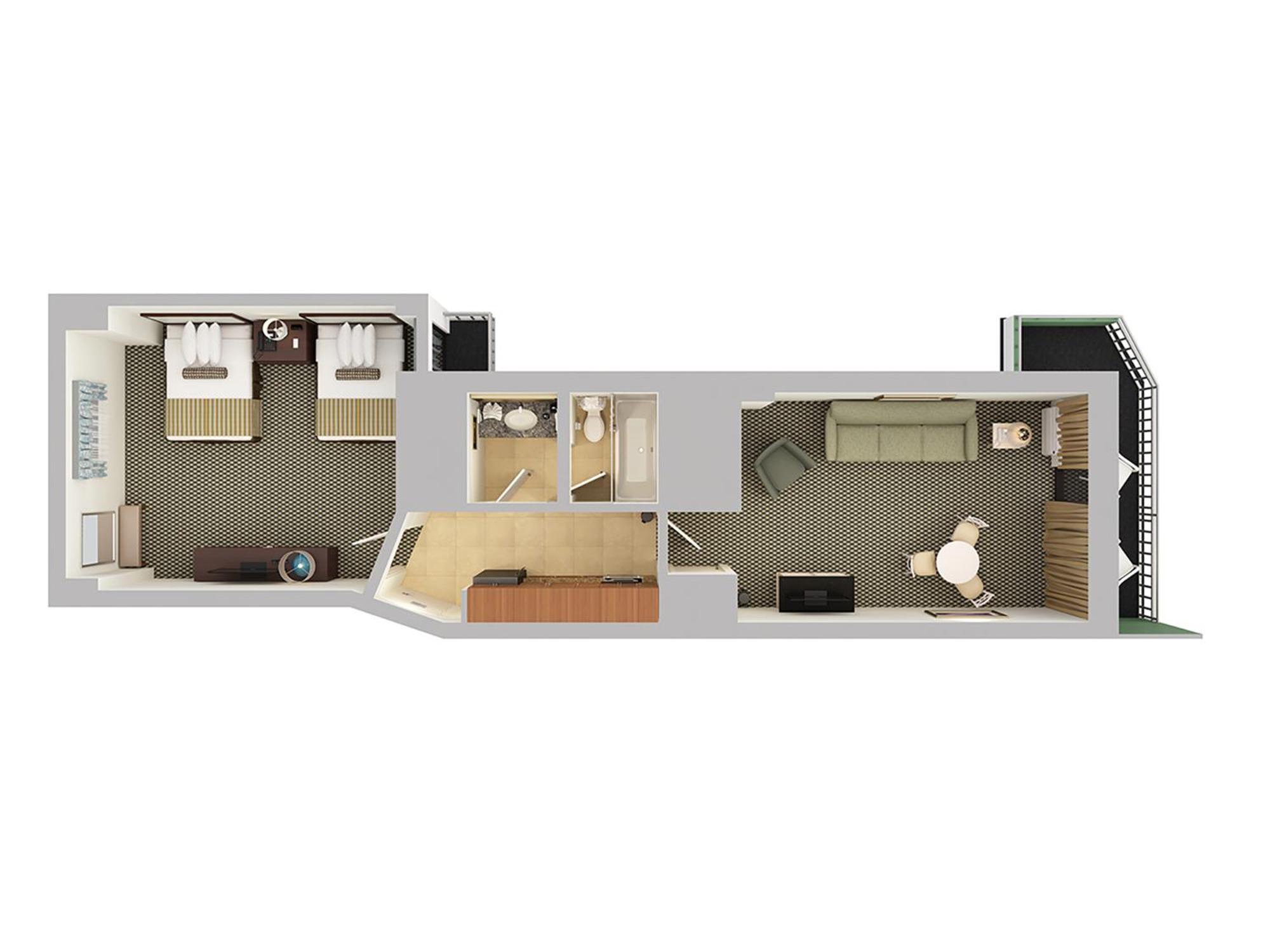 Premium Oceanfront One Bedroom Queen Suite-2 Queen Bed with 1 Double Wall Bed photo 3