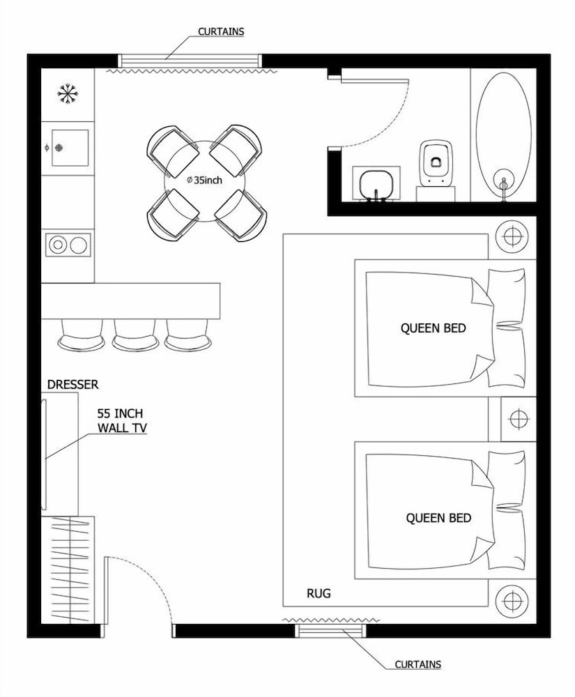 Double Room, 2 Queen Beds, Kitchenette