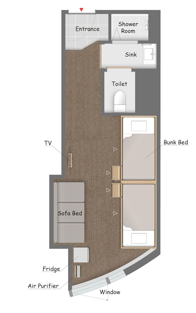 Private Room for 4 with Private Shower room, Non Smoking (2 Bunk Beds)