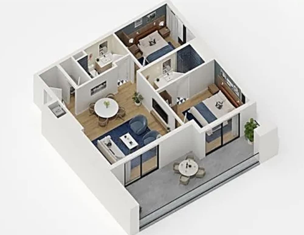 Waterview Two Bedroom Residences With Kitchen & Balcony
