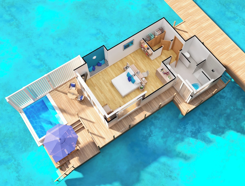 Water Villa-1 Excursion, Non-motorize water sport Included, Romantic Dinner & 1 Shisha Per Stay