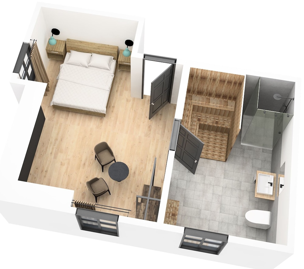 Deluxe Suite, 1 Queen Bed, Sauna, Mountain View photo 3