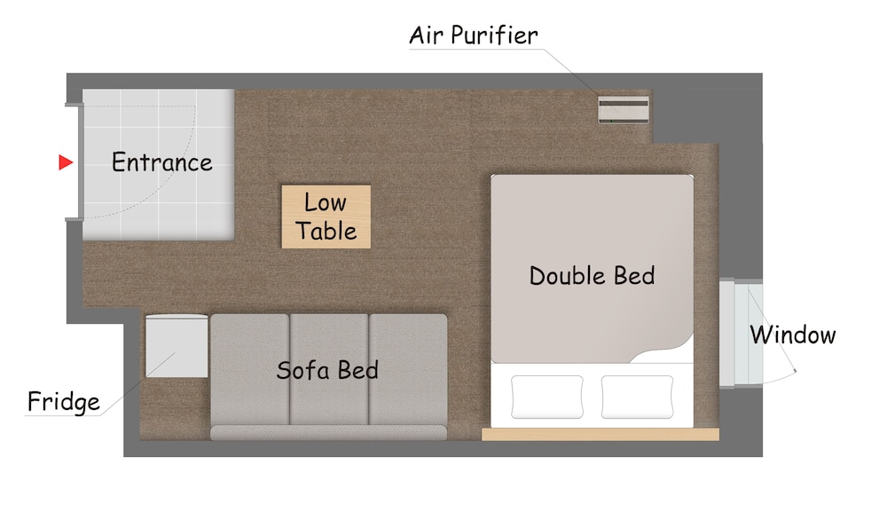 Private Group Room for 1-3 with Shared Shower room, Non Smoking (Queen Bed + Sofa)