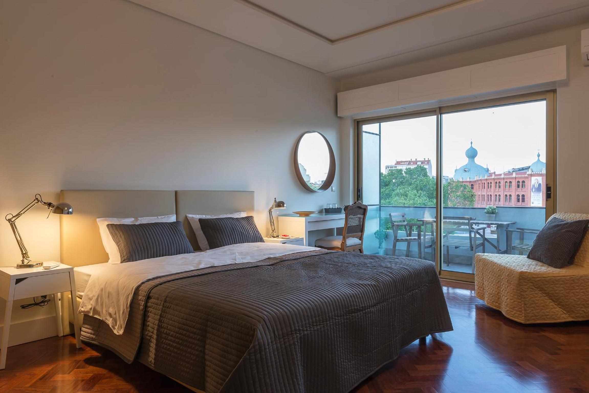 Double or Twin Room with Shared Bathroom, Balcony and City View