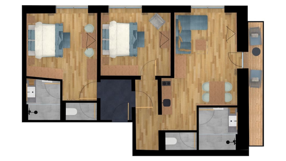 Traditional Apartment, 2 Bedrooms, Balcony