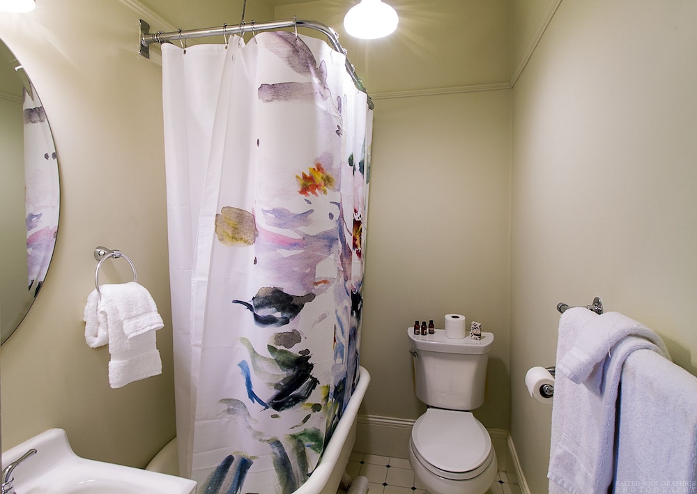 Middle Room, 1 Queen Bed, Twin size sofa bed, Petite claw foot tub and shower photo 3