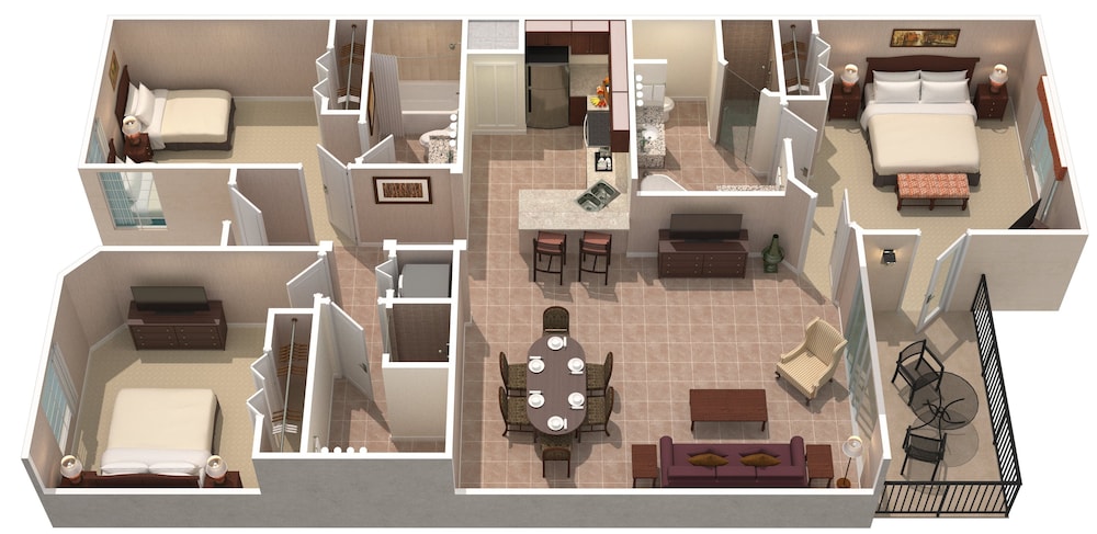 Superior Suite, 3 Bedrooms, Pool View (3 Bathrooms)