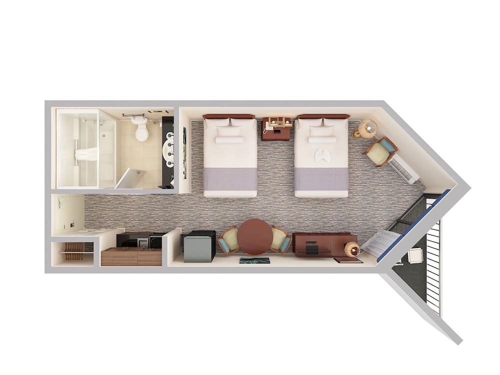 Lowrise Efficiency Room, Partial Ocean View, 2 Queen Beds, Stair Access Only photo 3