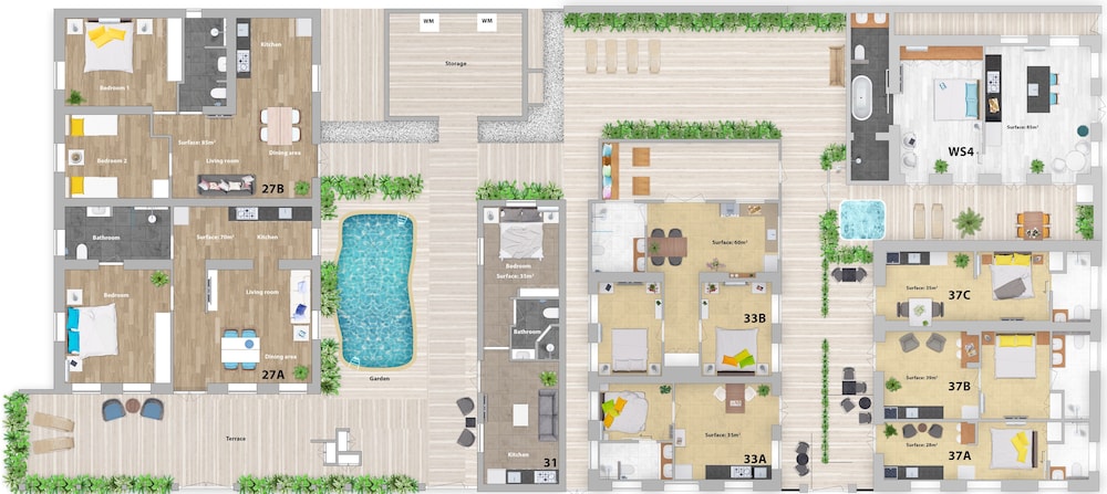 Flamingo Petite ground floor studio, with small terrace and shared plunge pool photo 3