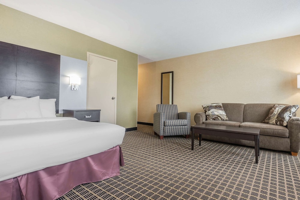 hotel room with a king size bed and a sofa