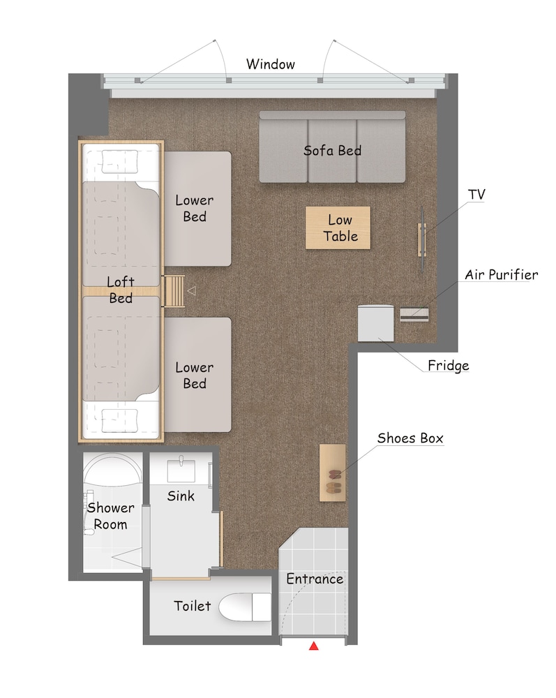 Private Family Room for 5-7 with Private Shower room, Non Smoking