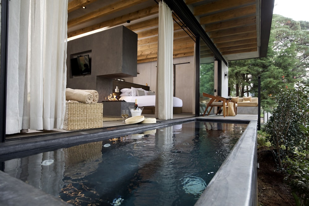Jacuzzi Suite with king bed and fireplace photo 1