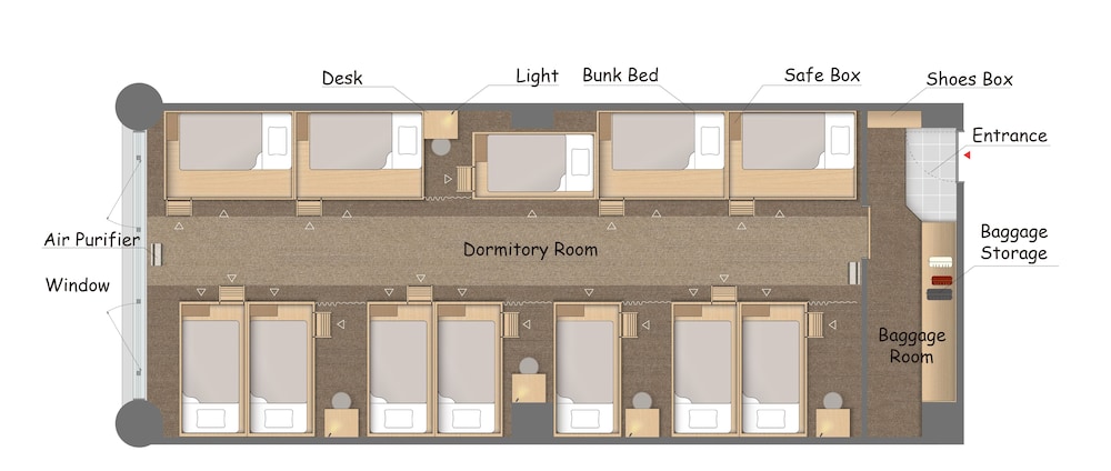 Female Single Dormitory Bed, Non Smoking (Bunk Bed)