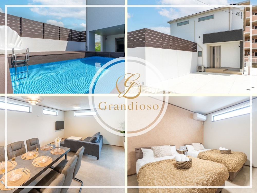 Onna 8B - [Renovated(Sleeps up to 14 guests)]4LDK (120sqm) 8 beds with pool, BBQ, Parking for 2 cars