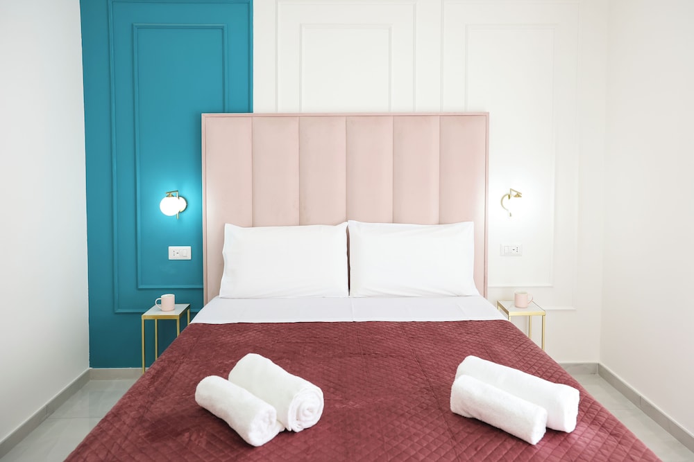 Room with pink bed