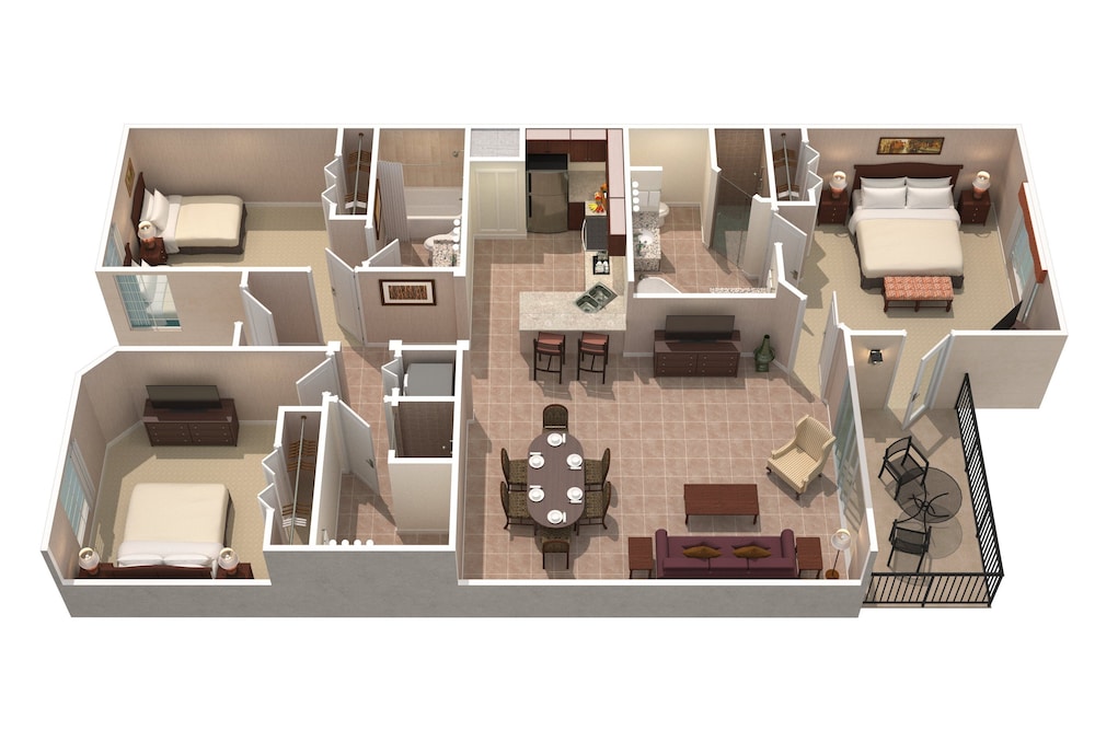 Superior Suite, 3 Bedrooms, Pool View (3 Bathrooms) thumbnail 5