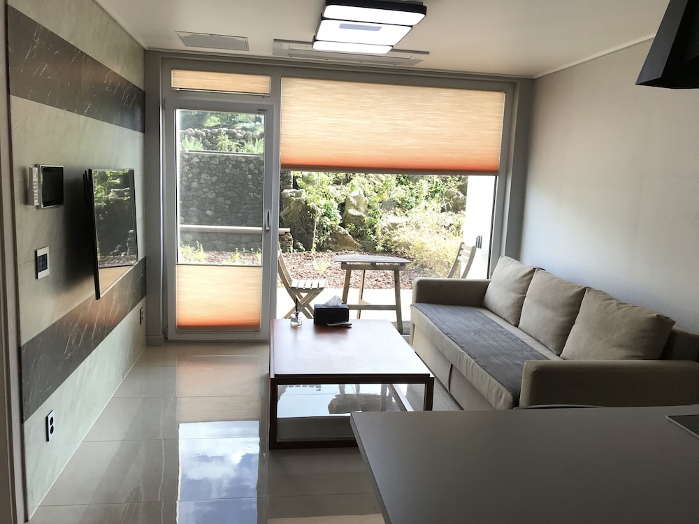 Terraced resort pension with basaltic garden