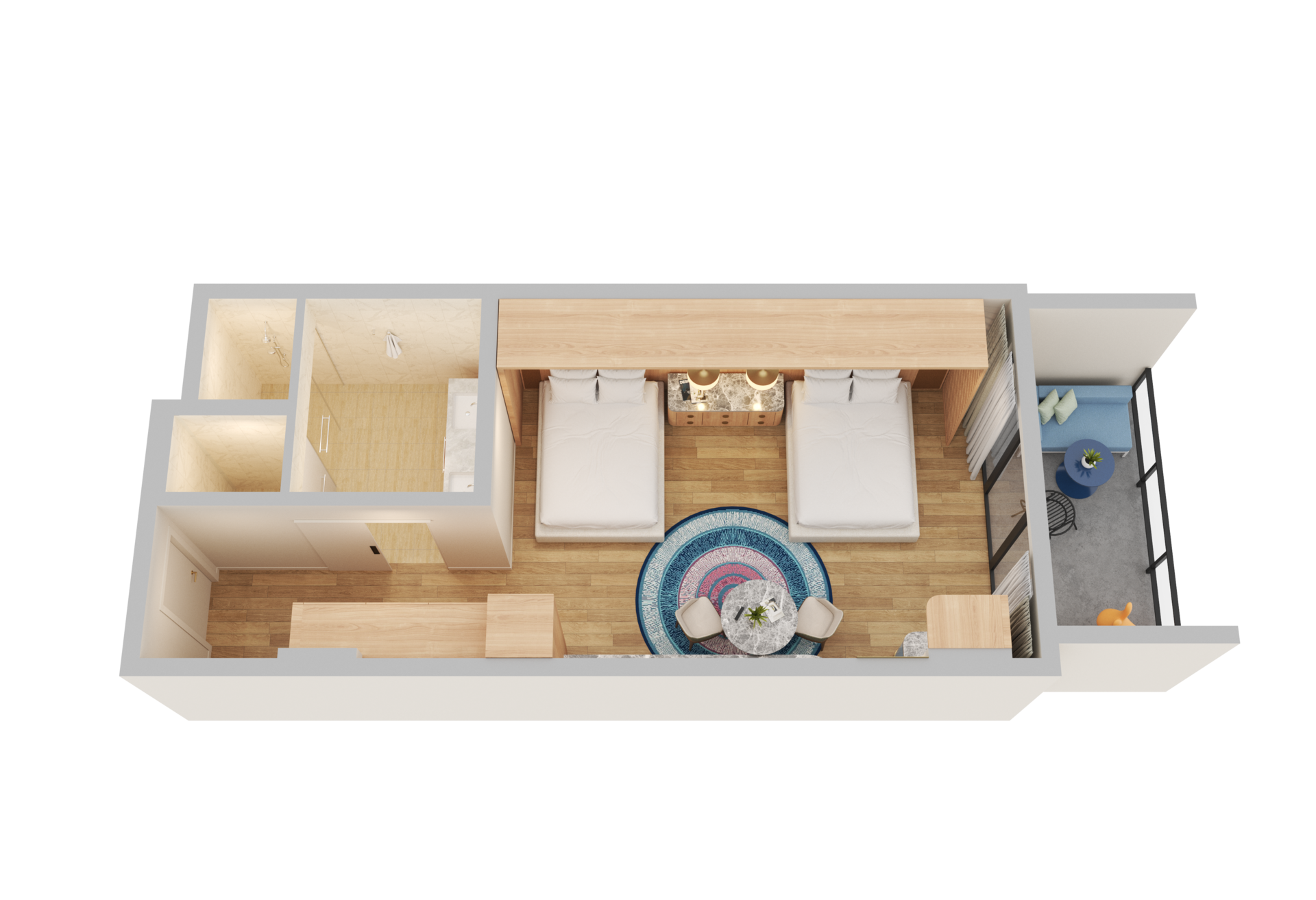 2 Queen Bed Hearing Accessible with Balcony