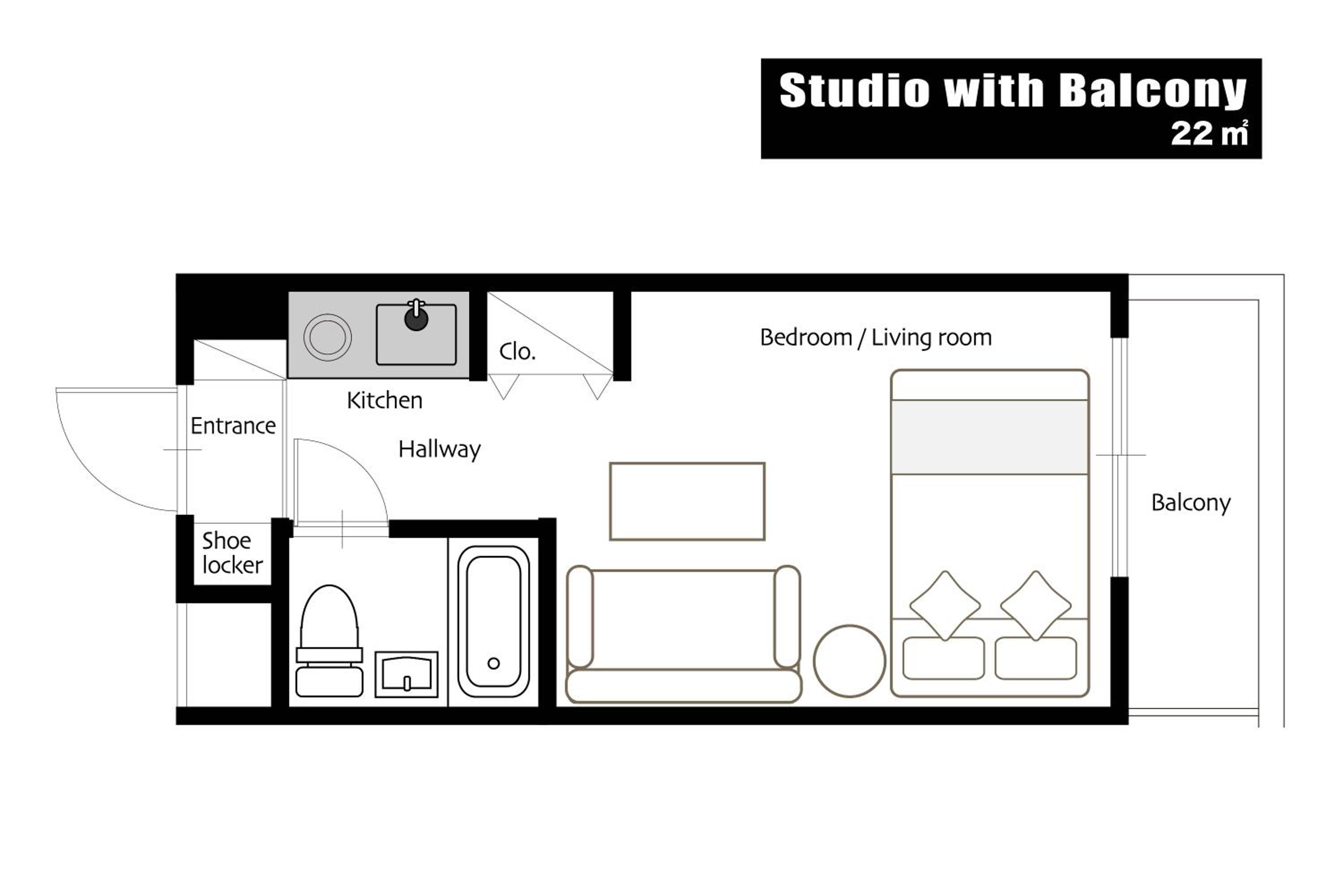 Studio with Balcony