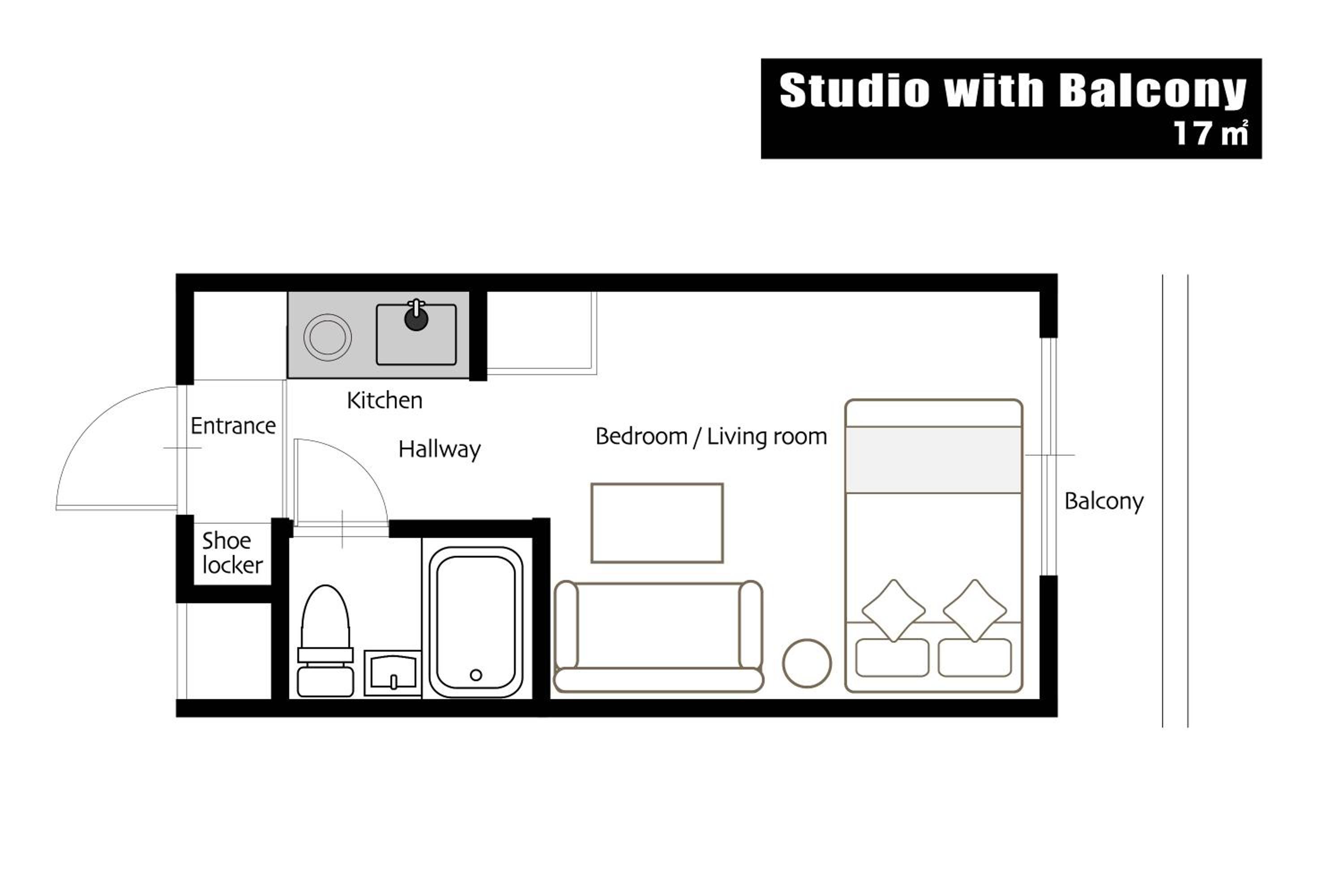 Studio with Balcony