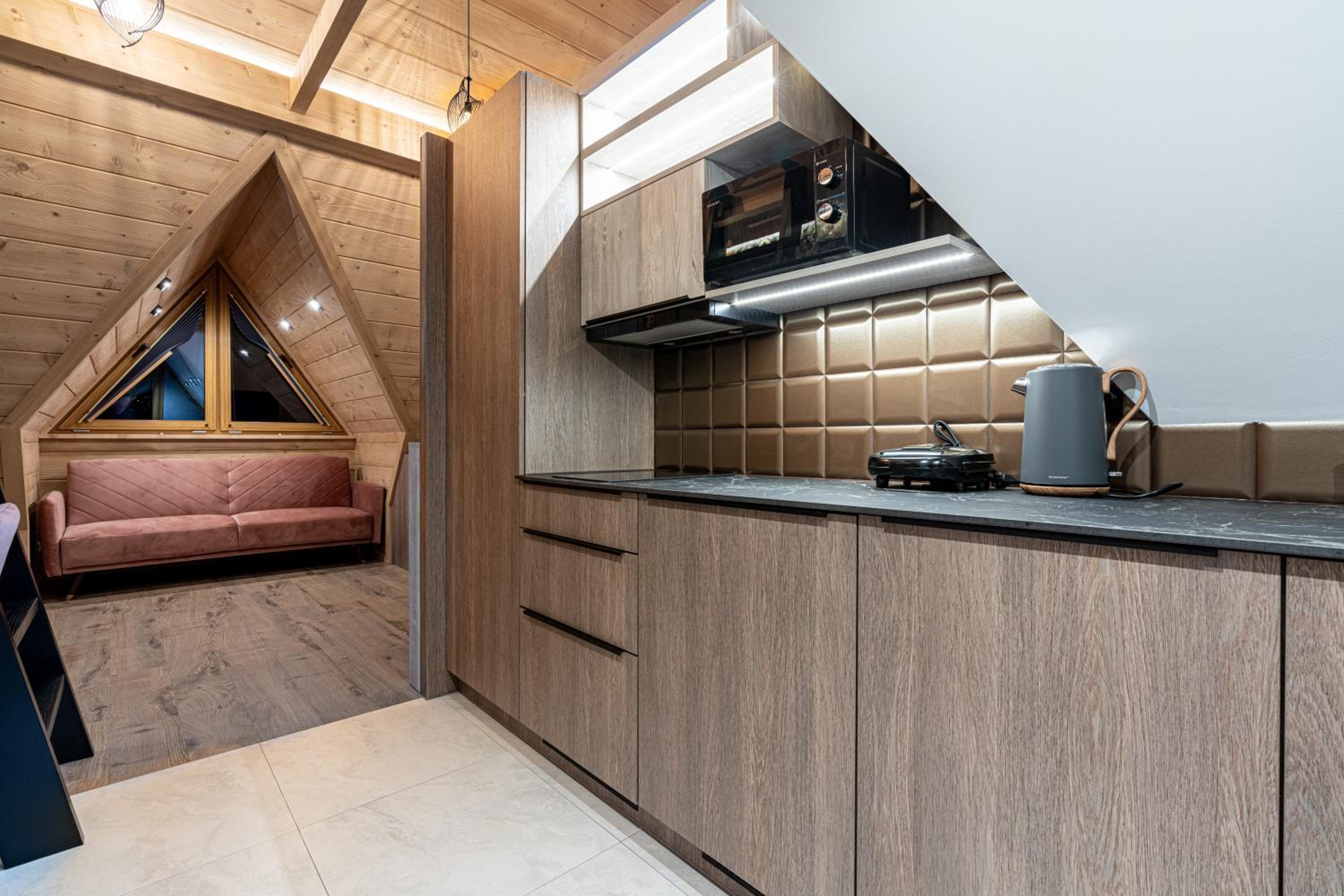 Apartment with mezzaine, bedroom and balcony