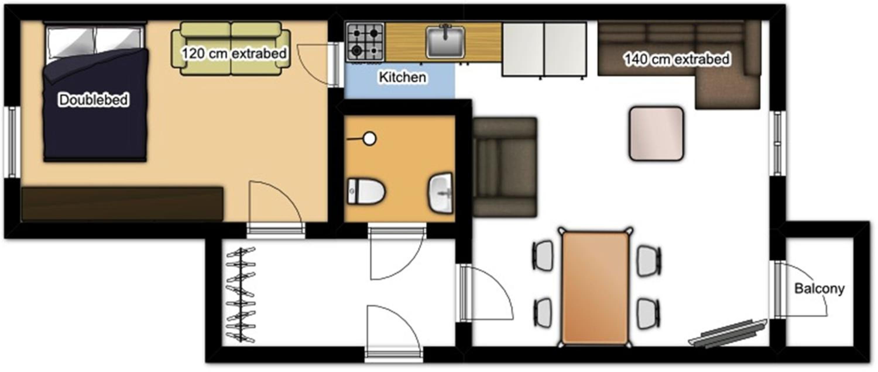 One-Bedroom Apartment with Balcony