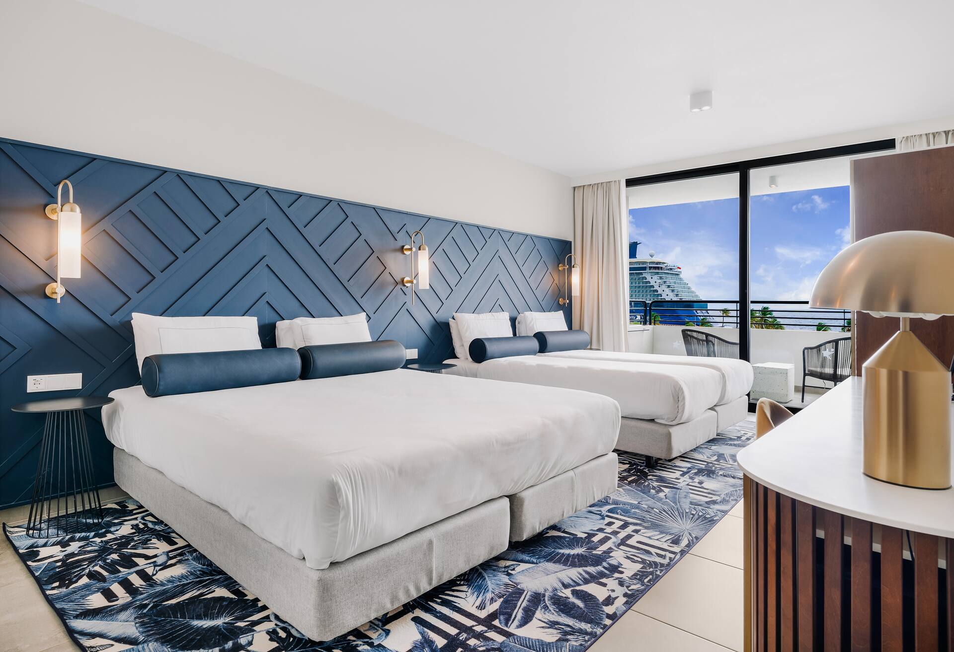 Oceanview-1 King and 2 Single Beds Guest Room