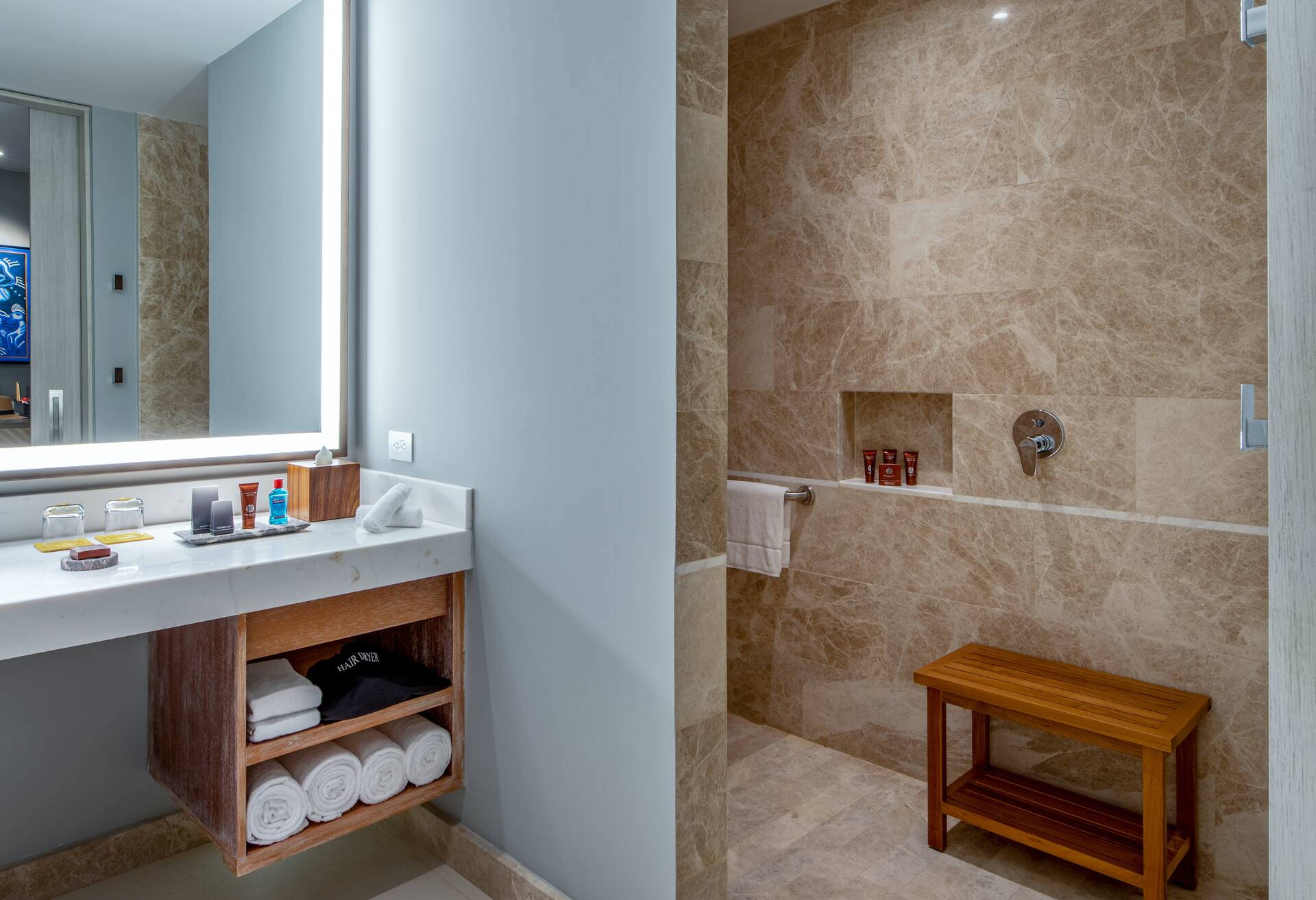 Accessible Two Queens With Roll-in Shower