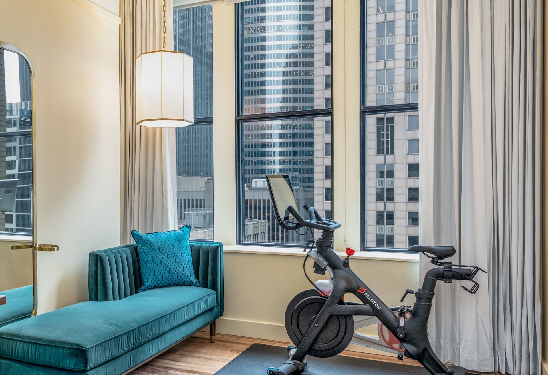 1 King Bed with Peloton in Room